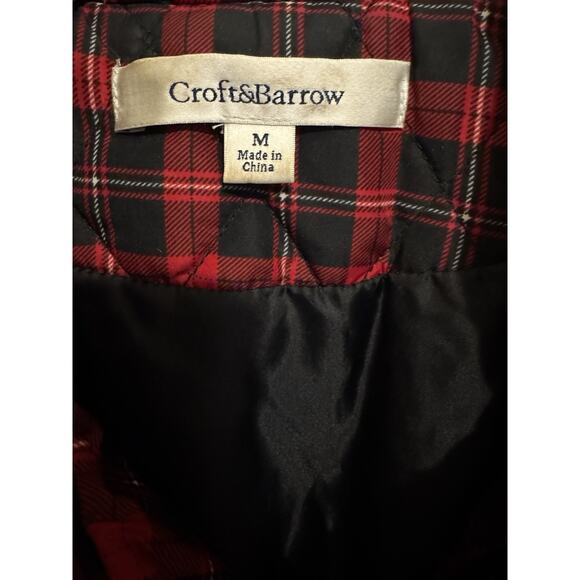 Croft & Barrow Buffalo Plaid Red Black Quilted Zip Up Pockets Adjustable Vest M - Picture 4 of 9